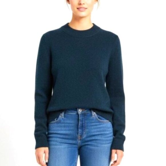 Banana Republic Deep Teal Blue Cotton Blend Crewneck LS Sweater Size M - Picture 1 of 9